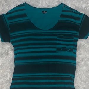 DC Raw Edge Teal Striped Tee